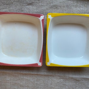 Enamel Bowls Yellow Pink Vintage Home Decor Country Kitchen Retro Enamelware Collectible