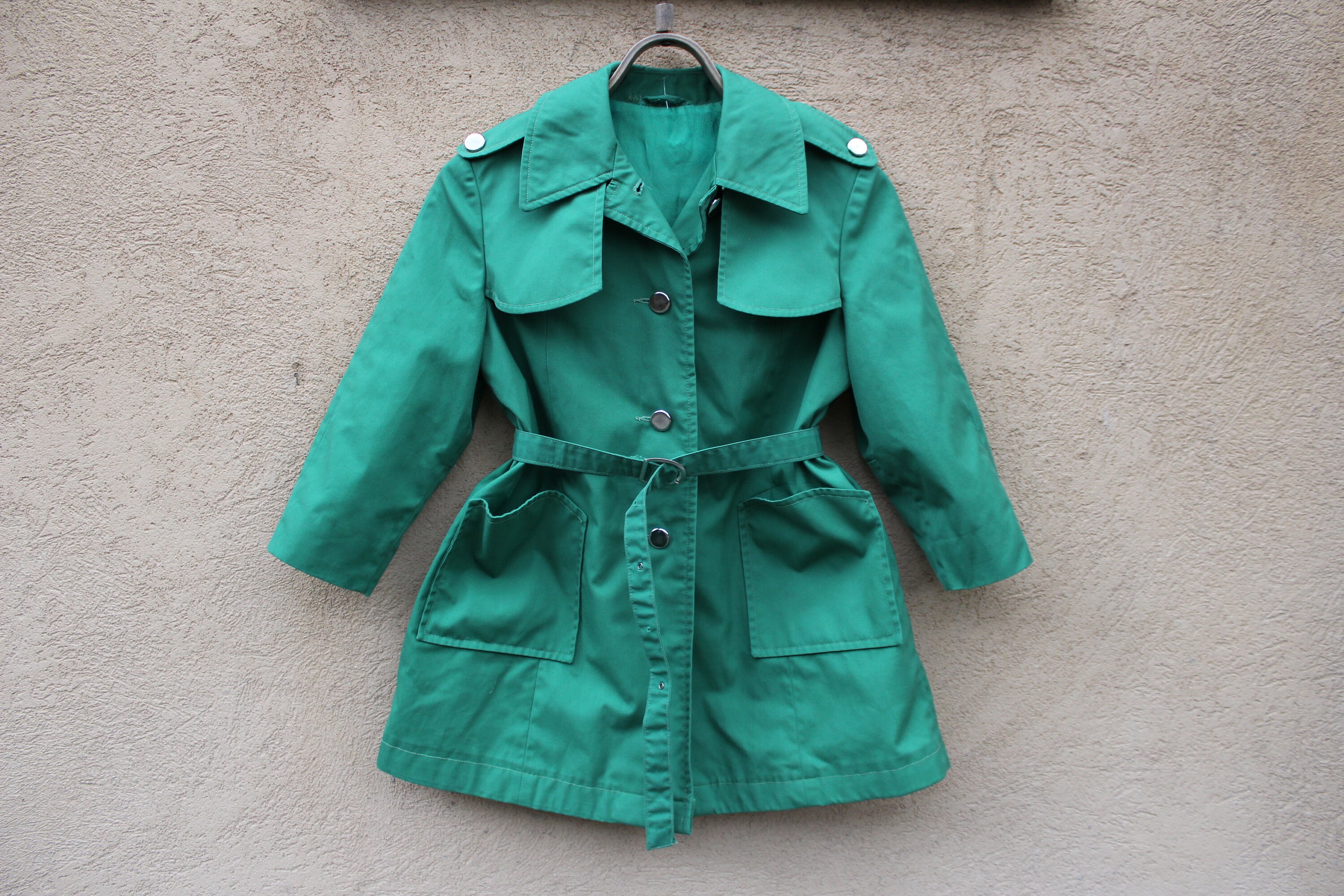 Vintage Kids Trench Coat Green Colour 