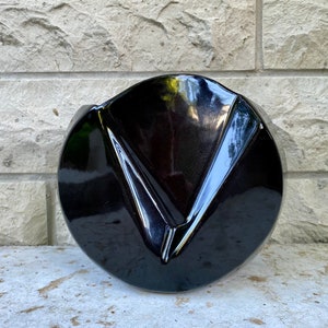 Estonian Vintage Ceramic Vase Black Colour Modern Design Faceted Flower Vase Eesti Keraamika Estonian Ceramics
