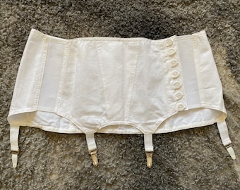 Vintage Cotton Garter Belt Lingerie Girdle Suspender Belt Retro Women Underwear White Wedding Sexy Collectible 70s