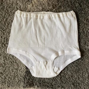 Vintage Cotton Panties L/XL Size White Very High Waist Ribbed Cotton Underpants  Underwear 90s Women Clothes 42/44