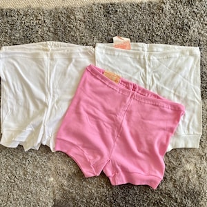 Vintage Slip Größe S und M unbenutzte Frauen Unterwäsche langes Bein Höschen 100 % Baumwolle weiß rosa Slip, Unterhose
