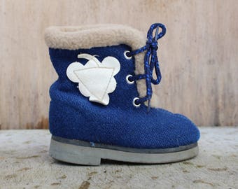 Kids Felt Boots, Blue Winter Boots, Kids Footwear from 1980s, INNER SOLE 5"