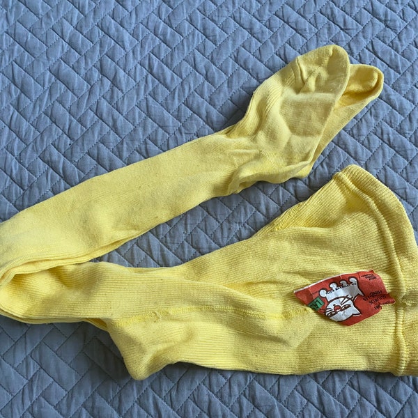 Vintage Tights for Kids Cotton Pantyhose Tights.Unused  Yellow Stockings Size 116 = Child Size 6, Retro 80s Kids Clothes