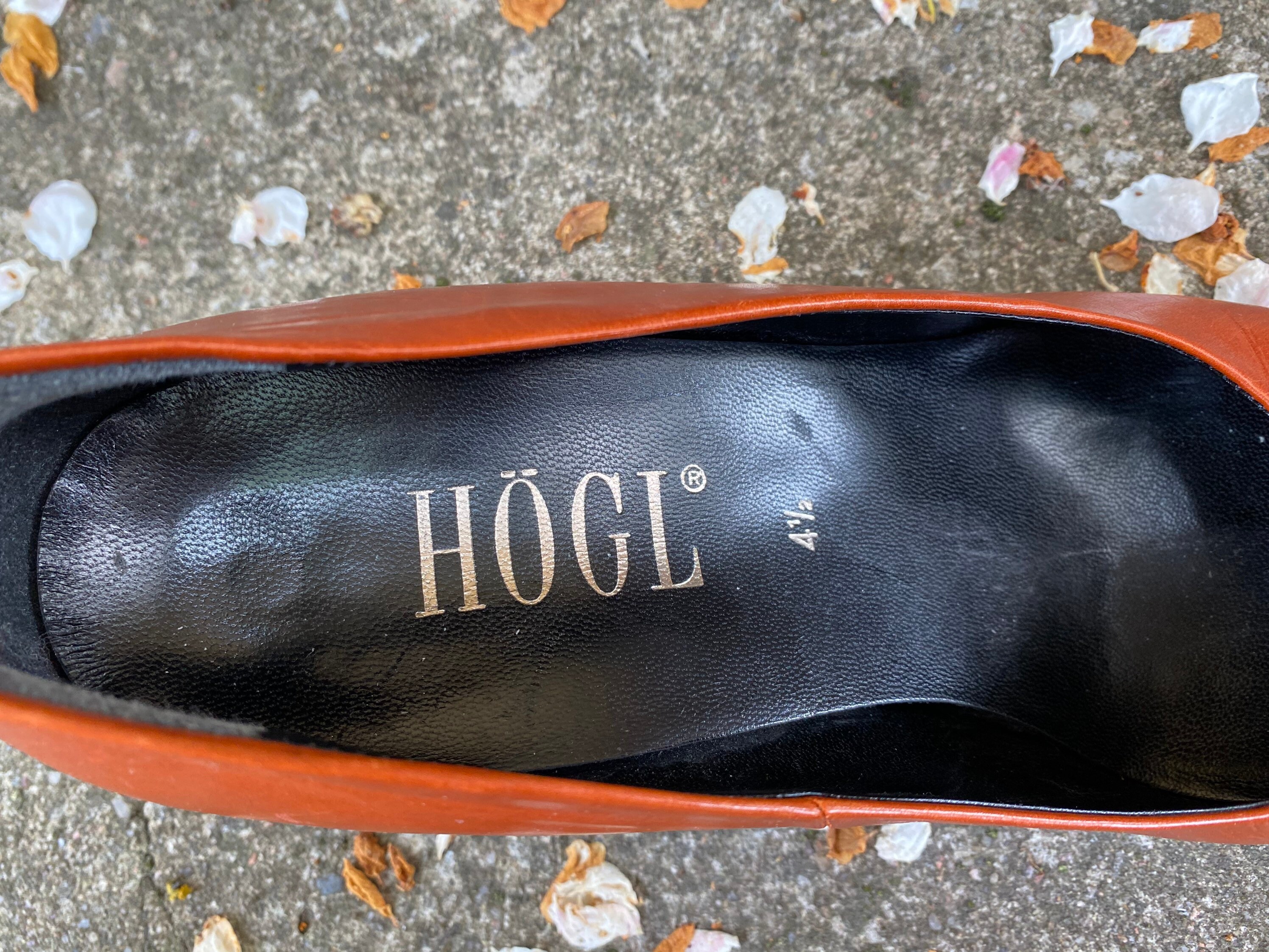 HOGL オーストリア ハイヒール サイズ UK 4.5 天然皮革 ブラウンヒール 