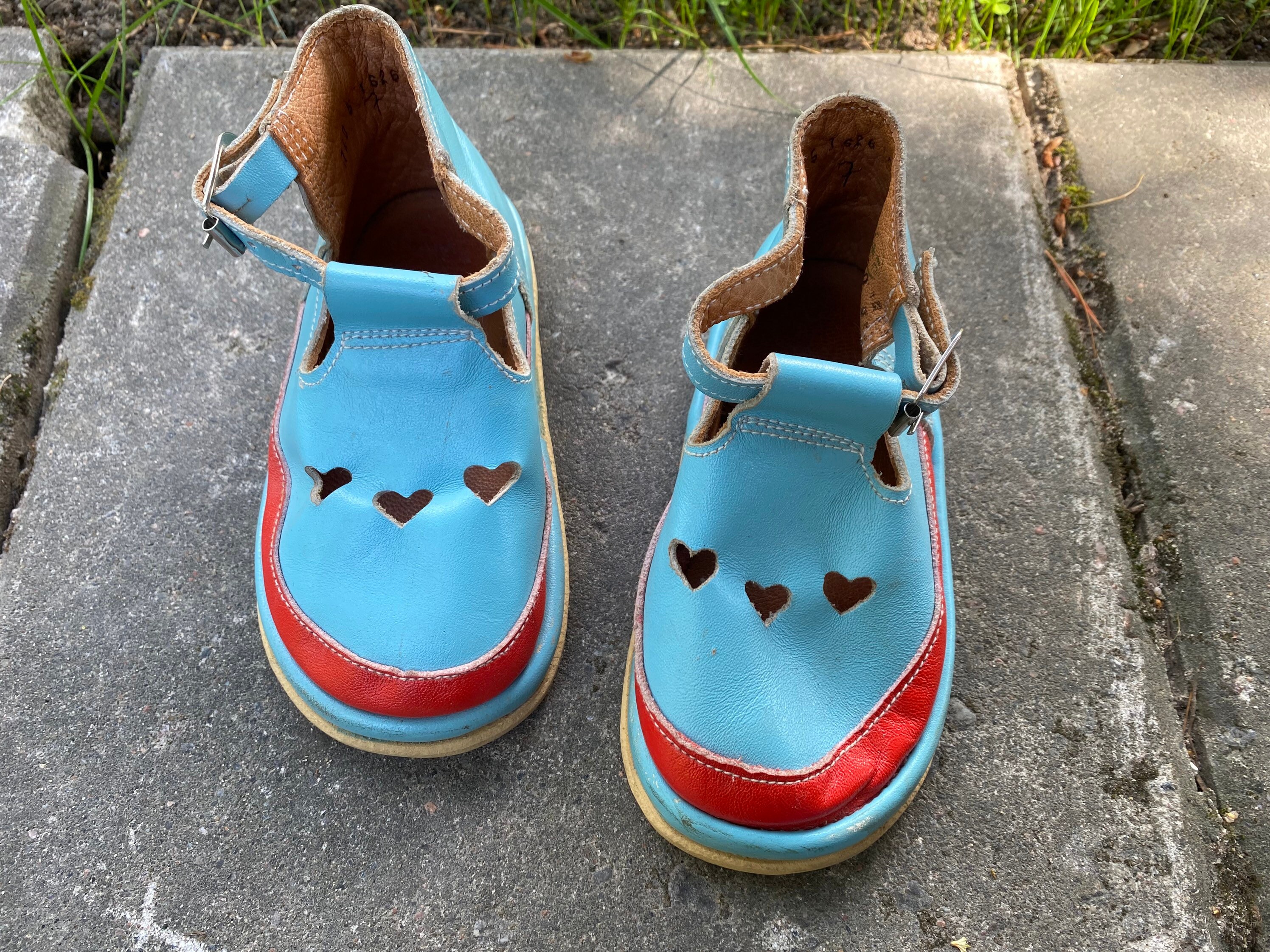Blue and red sandals best sale