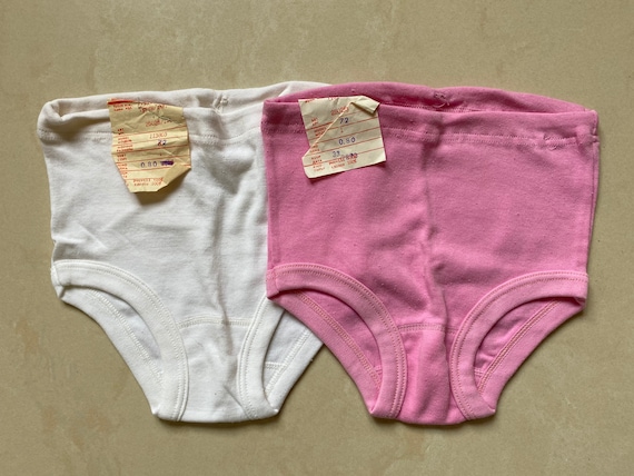 Vintage High Waist Girls Underpants, Vintage Cotton Kids Underwear Pink and  White Colour New Old Stock Collectible 8 Year 