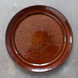 Höganäs Vintage Keramik Serving Plate Swedish Vintage Brown Color Hoganas Stoneware Big Plate, Scandinavian Design
