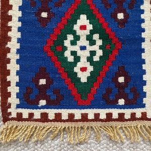 Vintage Tablecloth Wool Table Runner Scandinavian Vintage Woolen Ethnic Rug, Hand Woven Small Thick Rug, Scandinavian Home Decor