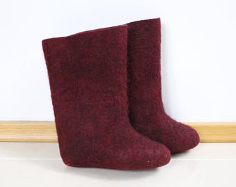 Vintage Kids Felt Boots, Vintage  Valenki, Burgundy Red Wool Winter Boots, Kids Footwear Kids Shoes. Collectible