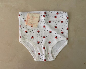 Vintage Vintage Children Underwear, Size 6-7 100 % Cotton, Ladybird Pattern Unused with Factory Tag , Collectible