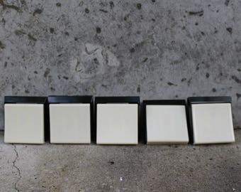 Vintage Light Switch Set of 5 with One Big Bush Button, Plastic Black and Ivory Color Electric Switch