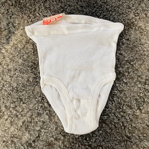 Vintage Baumwollhöschen Weiße Unterhose Unbenutzte weiße gerippte Baumwollunterwäsche, Fabrikmarke, Sammlerstück Größe S XS