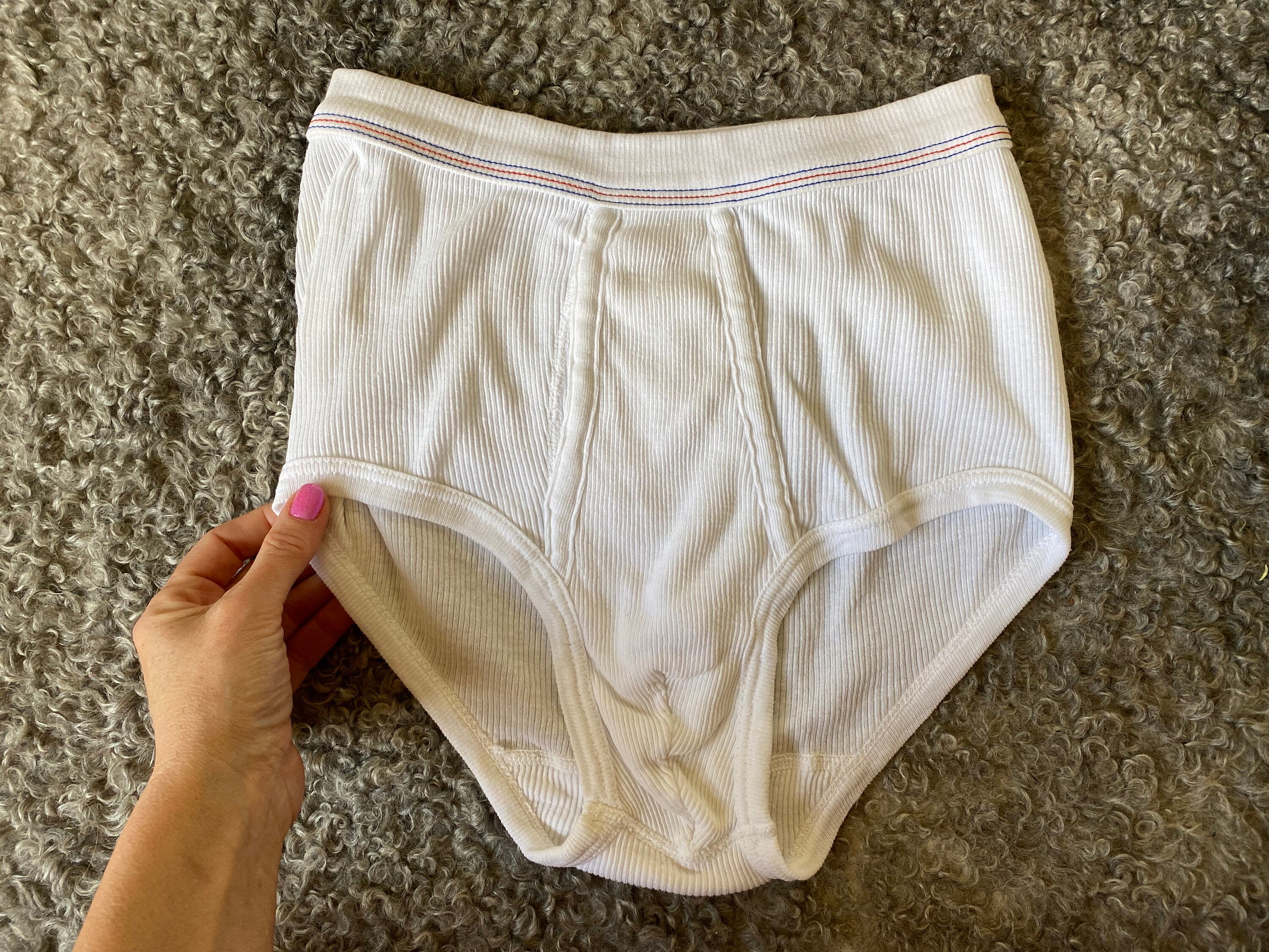 Vintage homme sous vetements blanc cotele en coton XS S S M taille sous vetements taille haute calecon des annees 90 slip blanc inutilise Etsy France