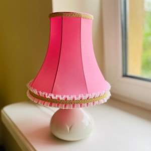 Vintage Table Lamp, 80s Vintage Ceramic Lamp Romantic Pink Lamp Shade, Bedroom Lamp, Germany Unter Weiss Bach