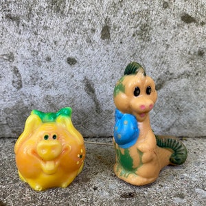 Vintage Rubber Pig and Crocodile Vintage  Rubber Animal Toy Set Collectible