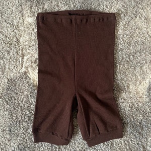 Vintage Bloomers Wool Long Leg Panties Extra Warm Women Underwear Brown Winter Underpants Size L