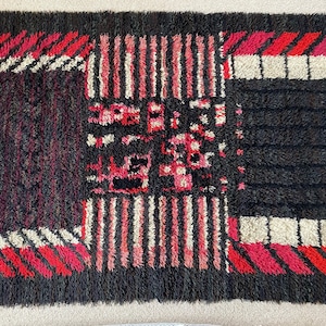 Scandinavian Vintage Rya Rug Big Wool Mid Century Modern Design Handmade Rug Wool Carpet in Scandinavian Design