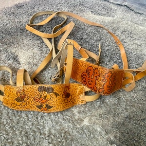Vintage Kids Leather Child Harness Walking Belt Straps Natural Leather Walking Leash Secure ADHD