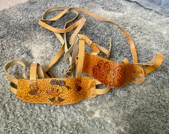 Harnais vintage en cuir pour enfants, sangles de ceinture de marche, laisse de marche en cuir naturel, sécurisée pour le TDAH