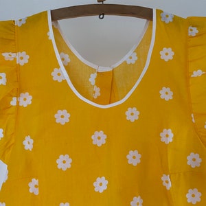 Scandinavian Vintage Apron Dress, Yellow Cotton Dress, Scandinavian Vintage