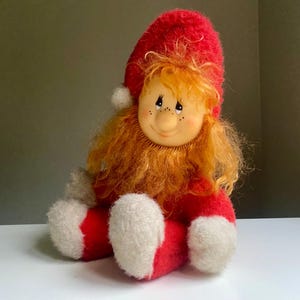 Vintage Christmas Elf Plush Toy Jingle Bell Soft Toy Big Xmas Santa Helper Children Retro Toy