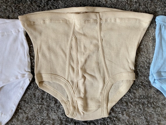 Vintage Men Briefs M Size Ribbed Cotton Vintage High … - Gem