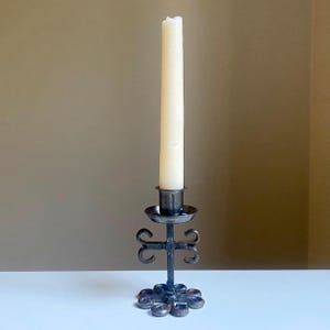 Swedish Vintage Metal Candle Holder Hand Forged Candle Stand Small Rustic Handmade Candlestick Holder