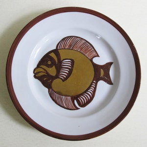 Vintage Gold Fish Plate Hand Painted Plate. Riga Porcelain Vintage Ceramic Plate. Kitchen Decor. Made in Latvia. Collectible
