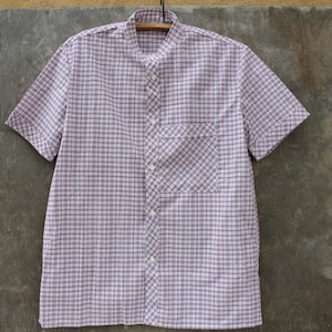 Vintage Men Shirt Casual Short Sleeve Plaid Shirt /Size 41/ Unused Vintage Cotton Button Down Shirt