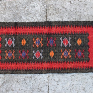 Wool Table Runner Vintage Small Hand Made Ethnic Woolen Tablecloth, Greece Home Decor