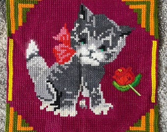 ヴィンテージ クロスステッチ タペストリー 刺繍 絵柄 ベリー
