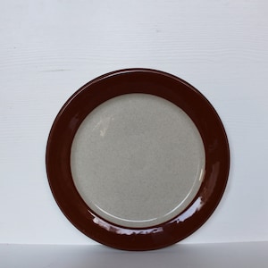 Höganäs Keramik Plate Swedish Vintage Grey Brown Border Hoganas Stengods Stoneware, Scandinavian Design