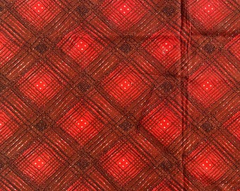 80s Cotton Fabric Vintage Mixed Cotton Fabric Vintage Red Plaid Fabric Collectible 30"x 110"