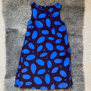 Vintage MARIMEKKO Dress, Size 34, Cotton Blue Dress Täysi Nolla Print Summer Dress Pockets Finland Scandinavian Design