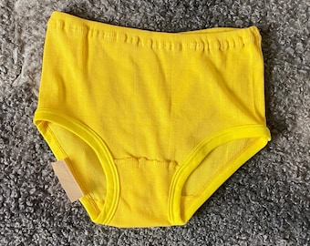 Culotte vintage pour femme, taille M, caleçon en coton côtelé jaune, sous-vêtements rétro des années 80 avec étiquette d'usine, culotte de Pâques