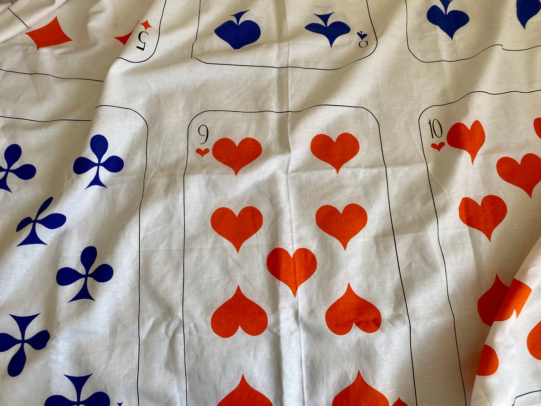 Vintage Linen Tablecloth, Playing Cards, Poker Tablecloth, Clubs ...