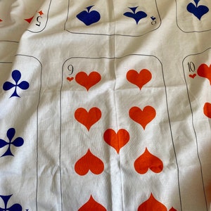 Tovaglia di lino vintage, carte da gioco, tovaglia da poker, fiori, quadri, cuori, picche, serata di poker,