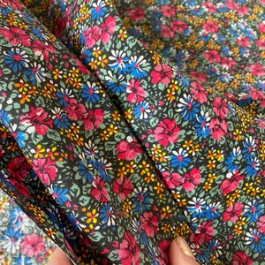 Vintage Blumen Baumwollstoff Retro Kleine Blumen Blau Rosa Gelb Mittel Baumwolle Estnisch Nähen Textil