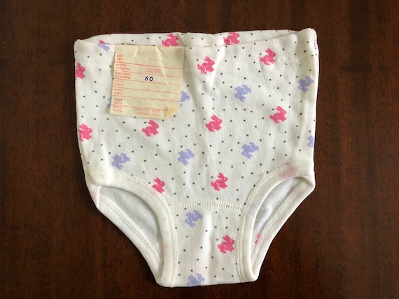 Vintage Children Underwear, Size 4 5, 100 % Cotton, Black Pattern