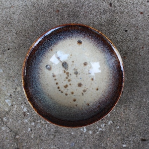 Scandinavian Ceramic Bowl Small Vintage Brown, Beige, Blue Color Serving Bowl, Artist Signed Scandinavian design