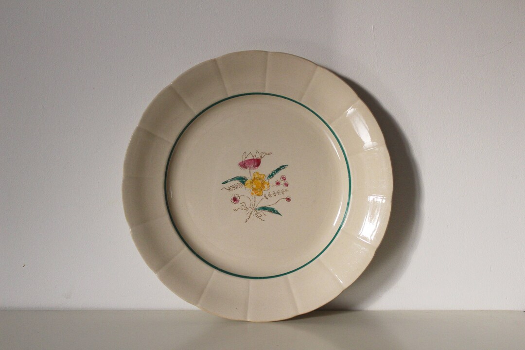 1940s Gustavsberg ULLA Dinner Plate With Flowers, Gustavsberg