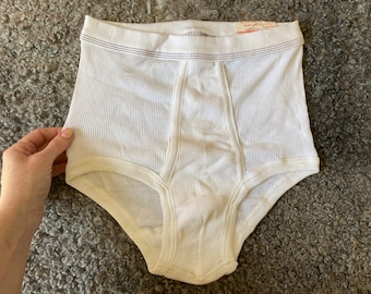 Calzoncillos blancos vintage para hombre, talla M, de algodón acanalado,  estilo retro, cintura alta, estilo abuelo, moda de los años 80