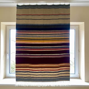 Big Scandinavian Vintage Wool Wall Tapestry Handmade Boundweave Krokbragd Woolen Wall Rug Wall Hanging Armchair Cover Hand Woven Swedish