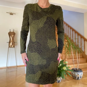 MARIMEKKO Suna Dress Cotton Jersey Dress Size M Black and Green Finland Scandinavian Design