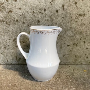 Riga Porcelain Factory Vintage Milk Jug with Golden Decor. Kitchen Decor. Made in Latvia Collectible