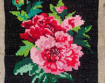 ヴィンテージ クロスステッチ タペストリー 刺繍 絵柄 ベリー