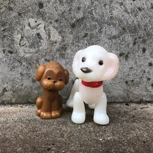 Vintage Plastic Dogs Retro Toys Set of 2 1970s 70s Collectible