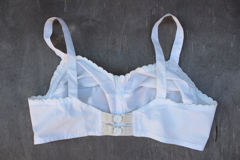 60s Nursing Bra, Vintage White Cotton Brassiere Ladies White Lingerie Underwear Collectible image 2