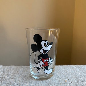 Vintage Drinking Glass Disney Tumbler Mickey Mouse Kids Children Glassware. Collectible